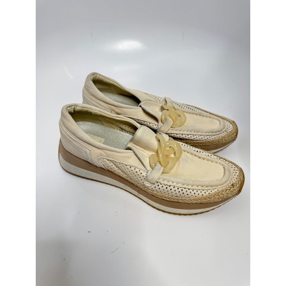 Dolce Vita Platform Loafers Womens 7 Cream Good Chain Espadrille Wedge Slip On